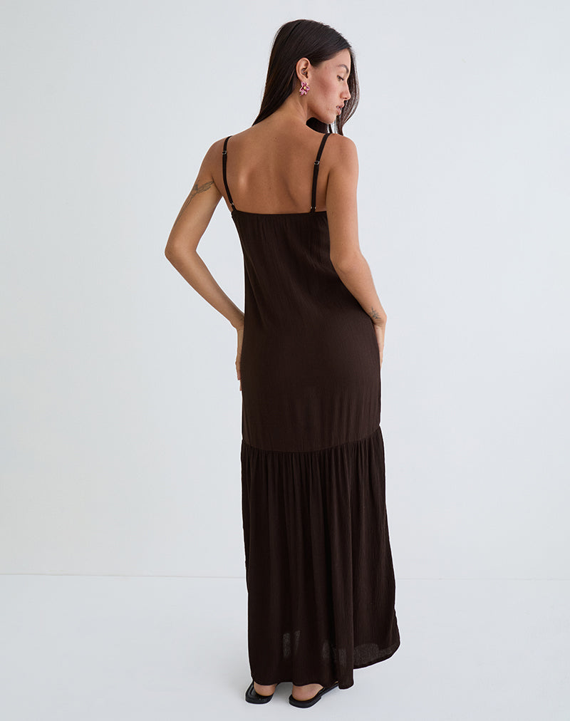 brown crinkle dress Brown Crinkle Cami Maxi Dress