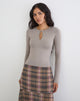 Image of Jenji Long Sleeve Top with Pearl Button in Moon Rock