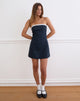 Image of Jesamine Bandeau Dress in Dark Navy with Lace Trim