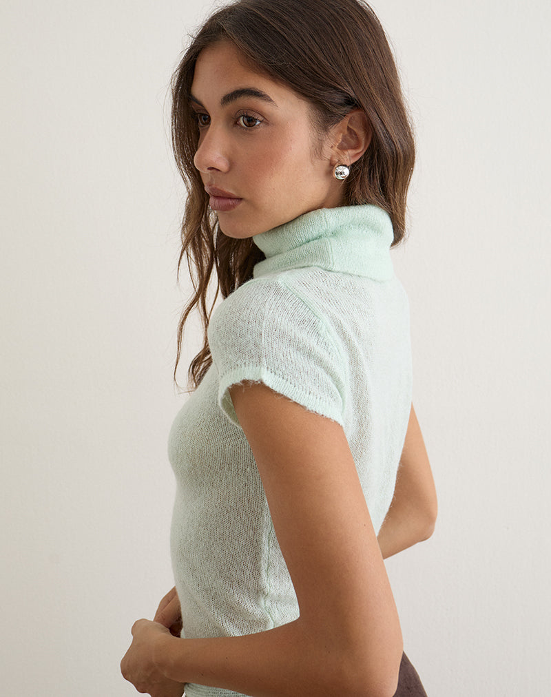 Image of Jian Top with Buckle Waist in Sheer Knit Mint