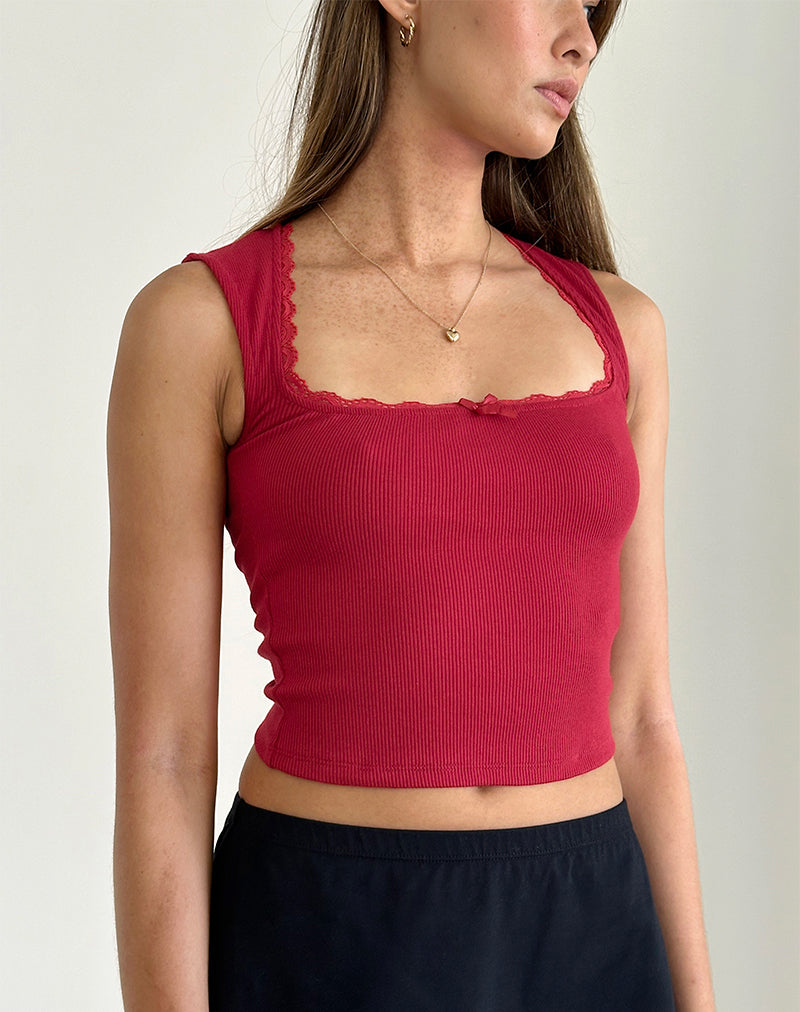 Red Lace Long Sleeve Top | Lucca – motelrocks-com-us