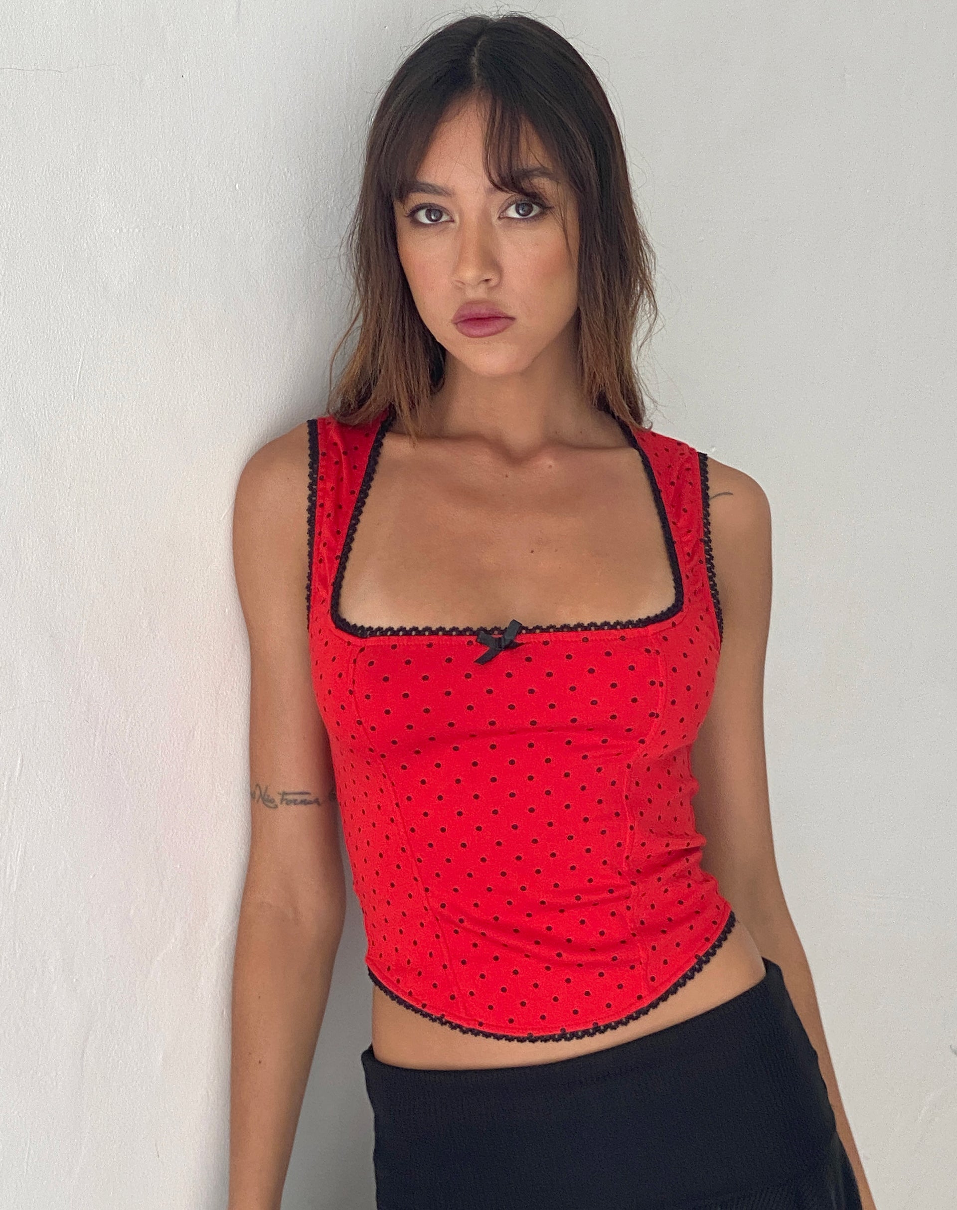 Image of Jinisa Corset Top in Red Polka