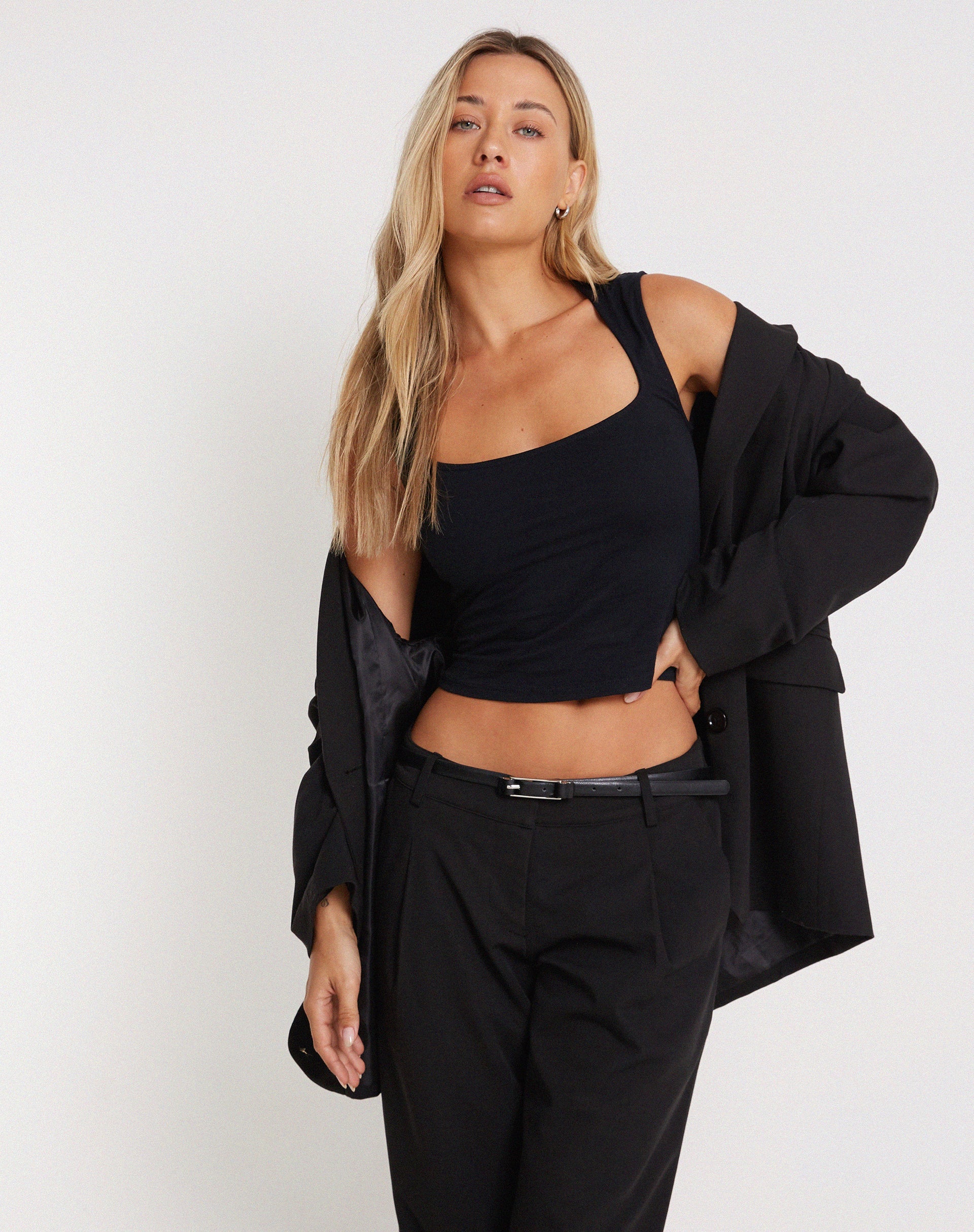 Lycra Black Square Neck Crop Top | Jinsu – motelrocks-com-us