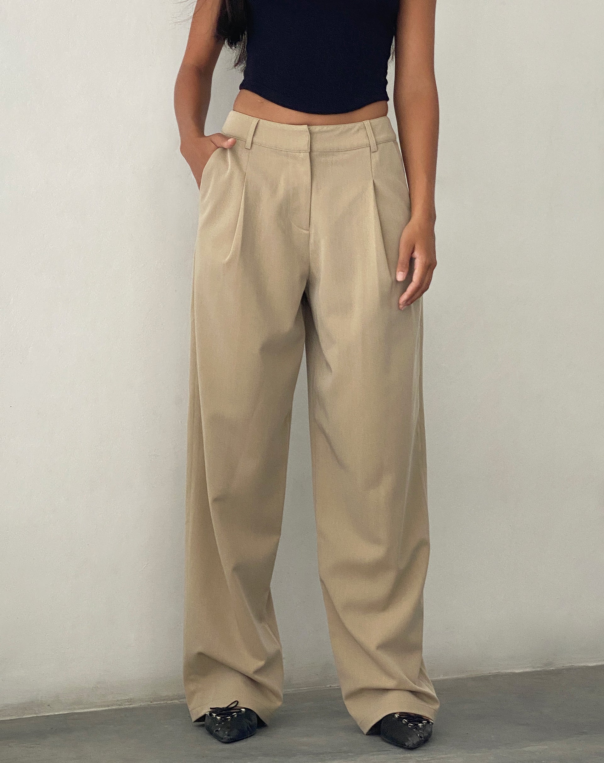 Stone Wide Leg Trouser | Sakaria – motelrocks-com-us