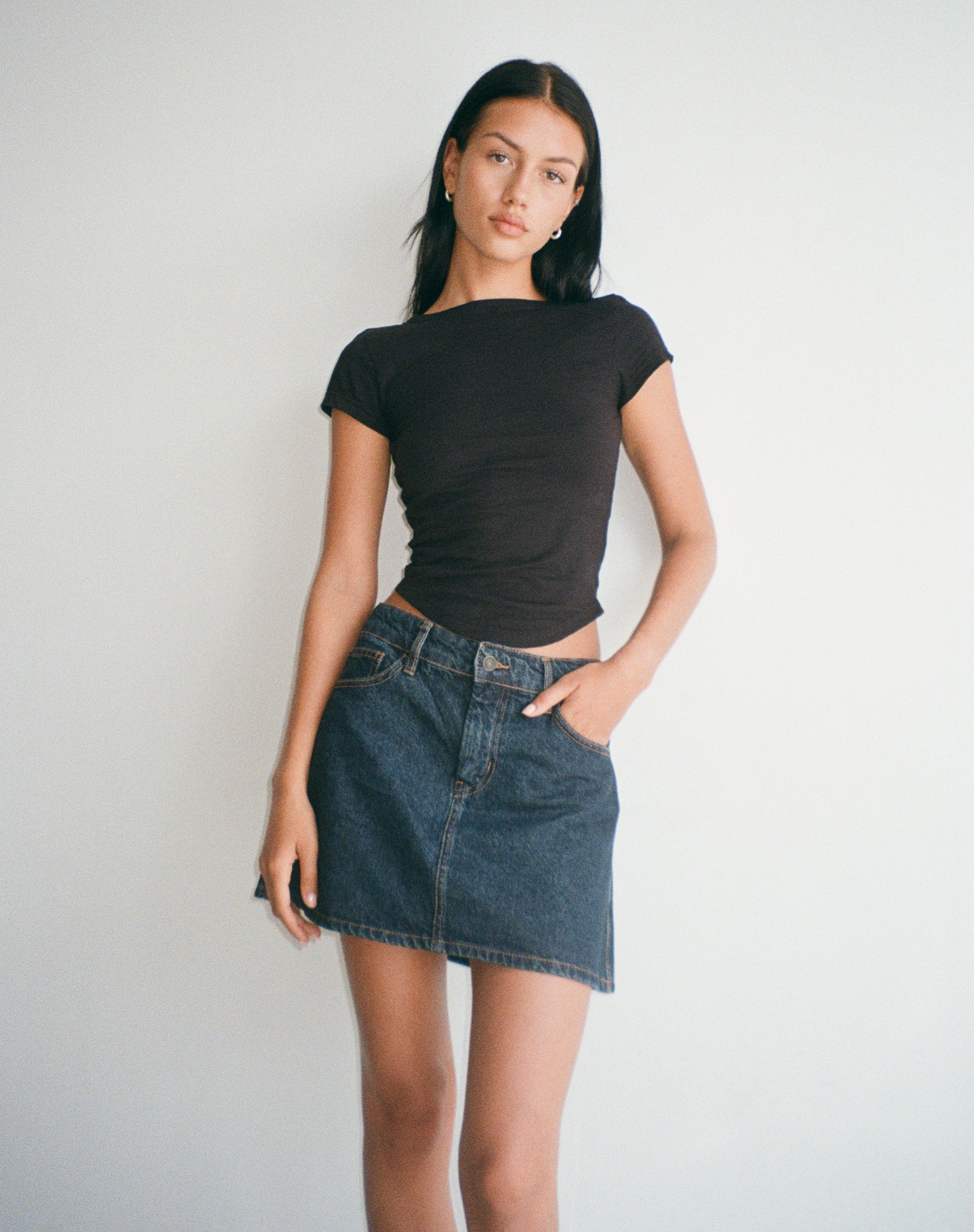 Womens Denim Skirt Mini A Line skirts Raw Hem NEW Size 10 12 14 8 Black |  eBay