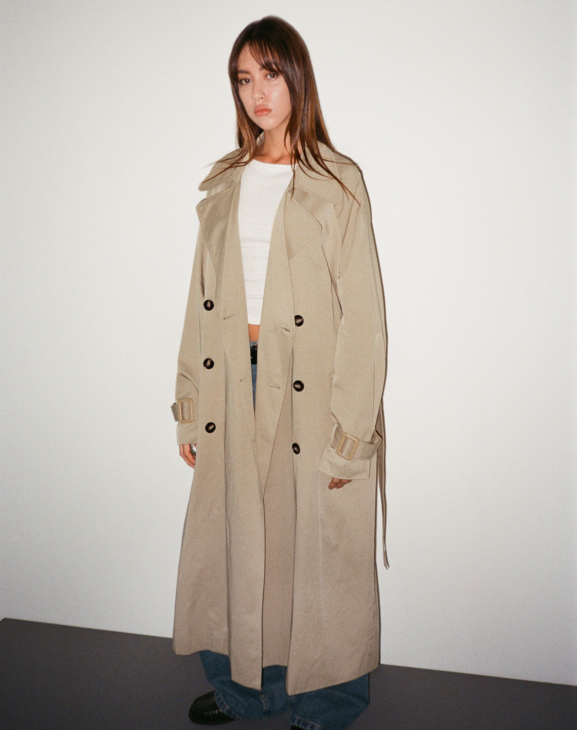 Image of Orcati Double Breasted Trench Coat in Tan
