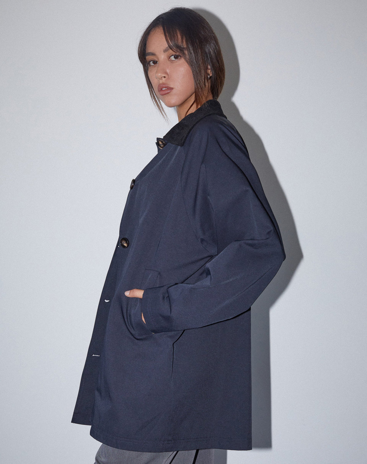 Setya Long Line Tailored Shorts in Charcoal main image 0