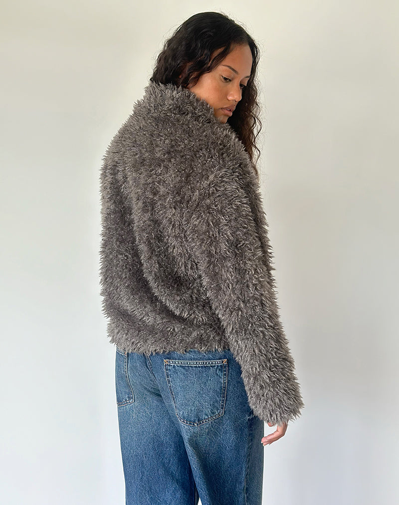 Image of Joji Jacket in Faux Fur Grey