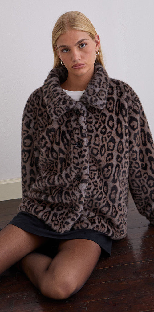 Image of Joji Jacket in Warm Grey Leopard