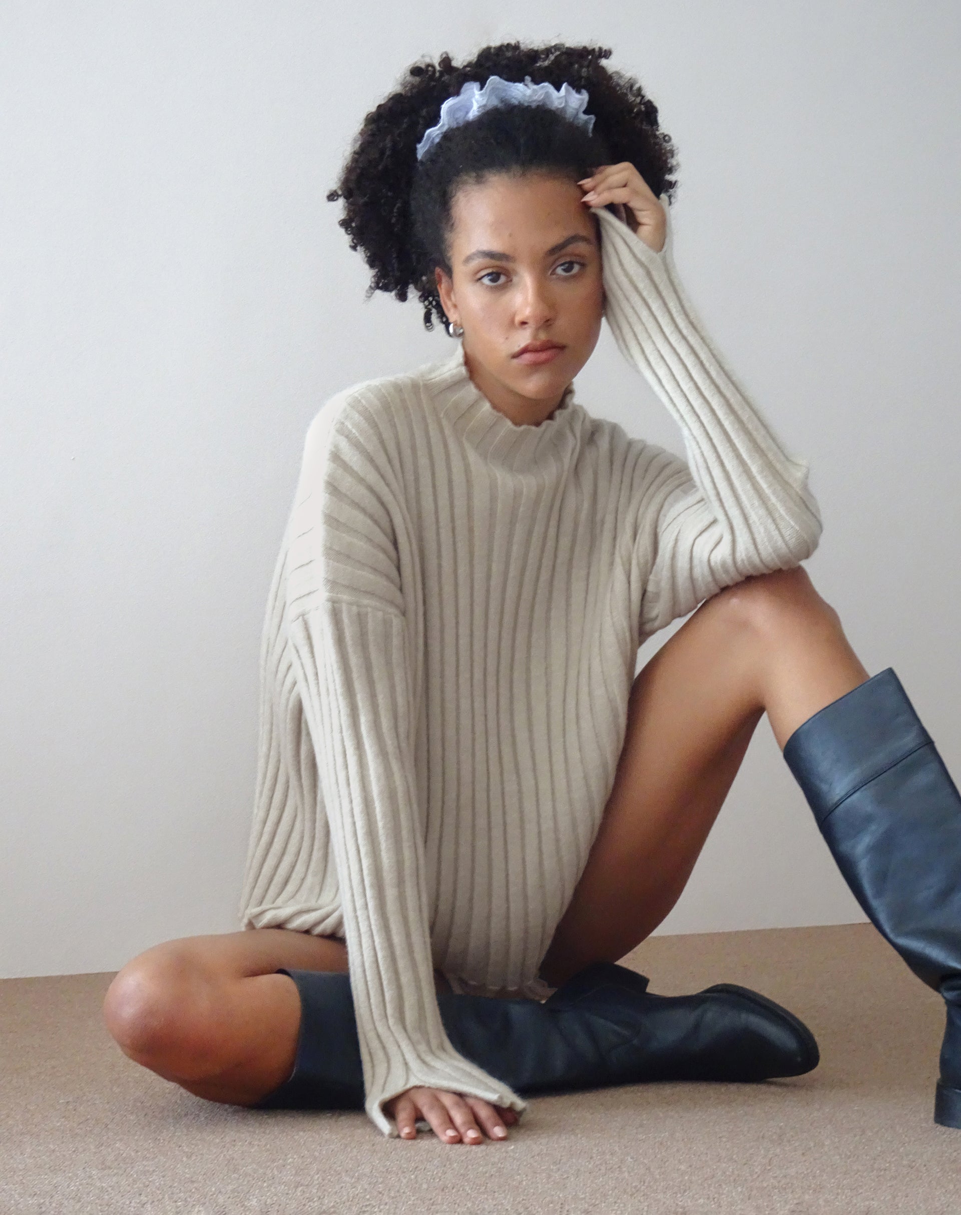 Ecru Rib Knit Jumper | Judah – motelrocks-com-us