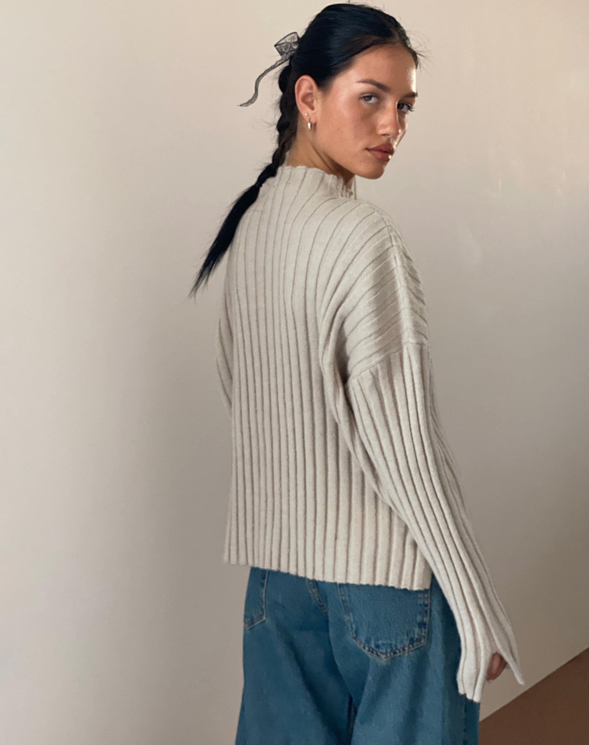 Ecru Rib Knit Jumper | Judah – motelrocks-com-us