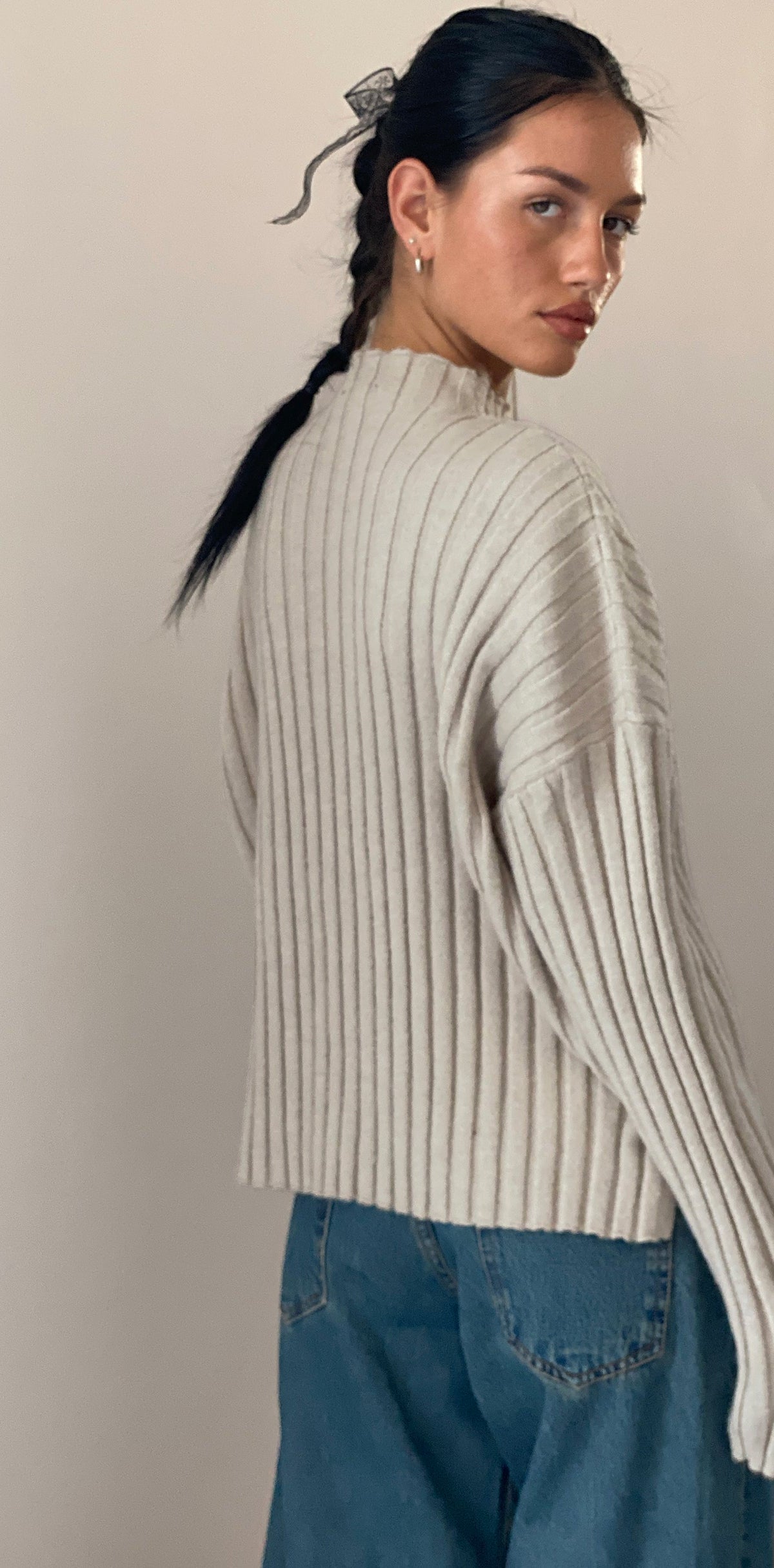 3654 Ecru Patterned Jumper