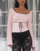 Image of Juhye Knitted Long Sleeve Top in Blush Pink with Black Binding