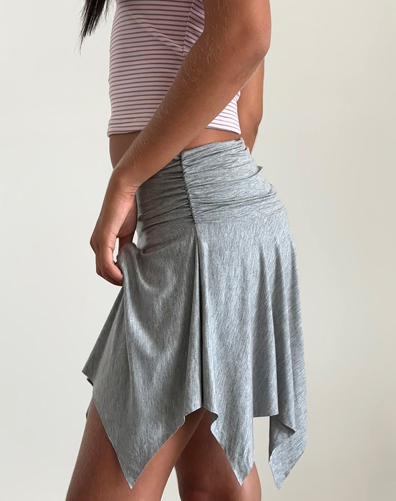 image of Jamelia Mini Skirt in Soft Jersey Grey Marl
