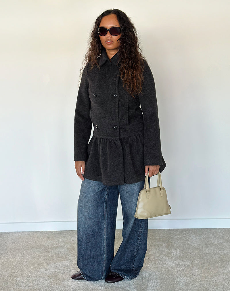 Image of Juliena Coat with Skirt Hem in Dark Grey