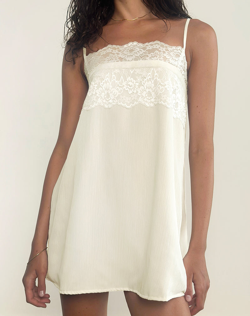Image of Juvia Babydoll Mini Dress in Chiffon Ivory