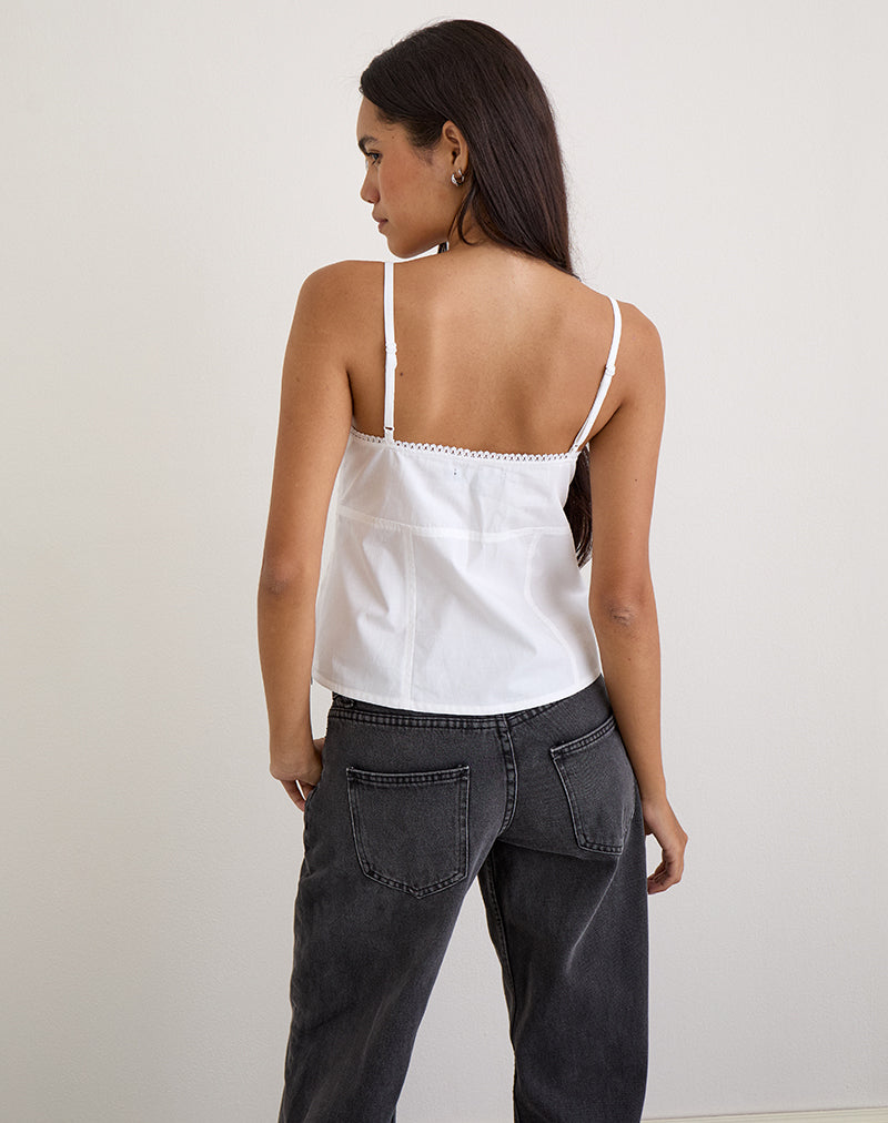 トップス Re:Camisole - White Embroidered Camisole Top in White – Reistor