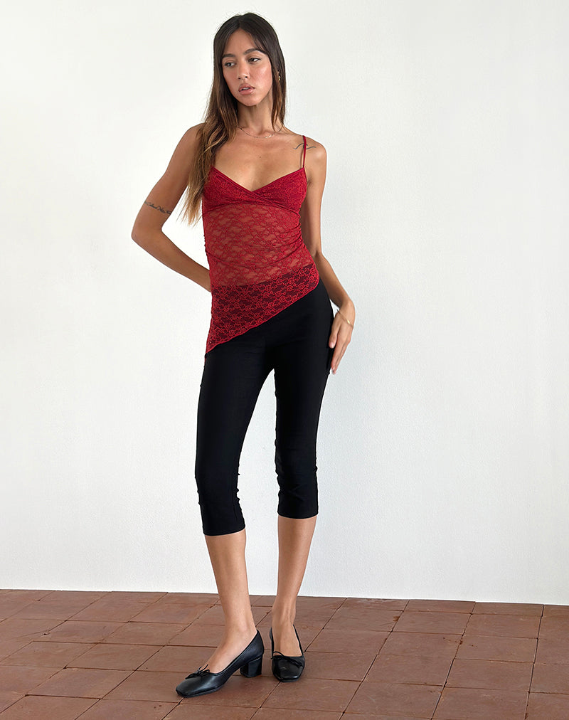 image of Kacha Asymmetric Cami Top in Red Mari Lace
