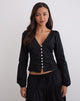 Image of Kadek Fitted Plunge Blouse in Poplin Black