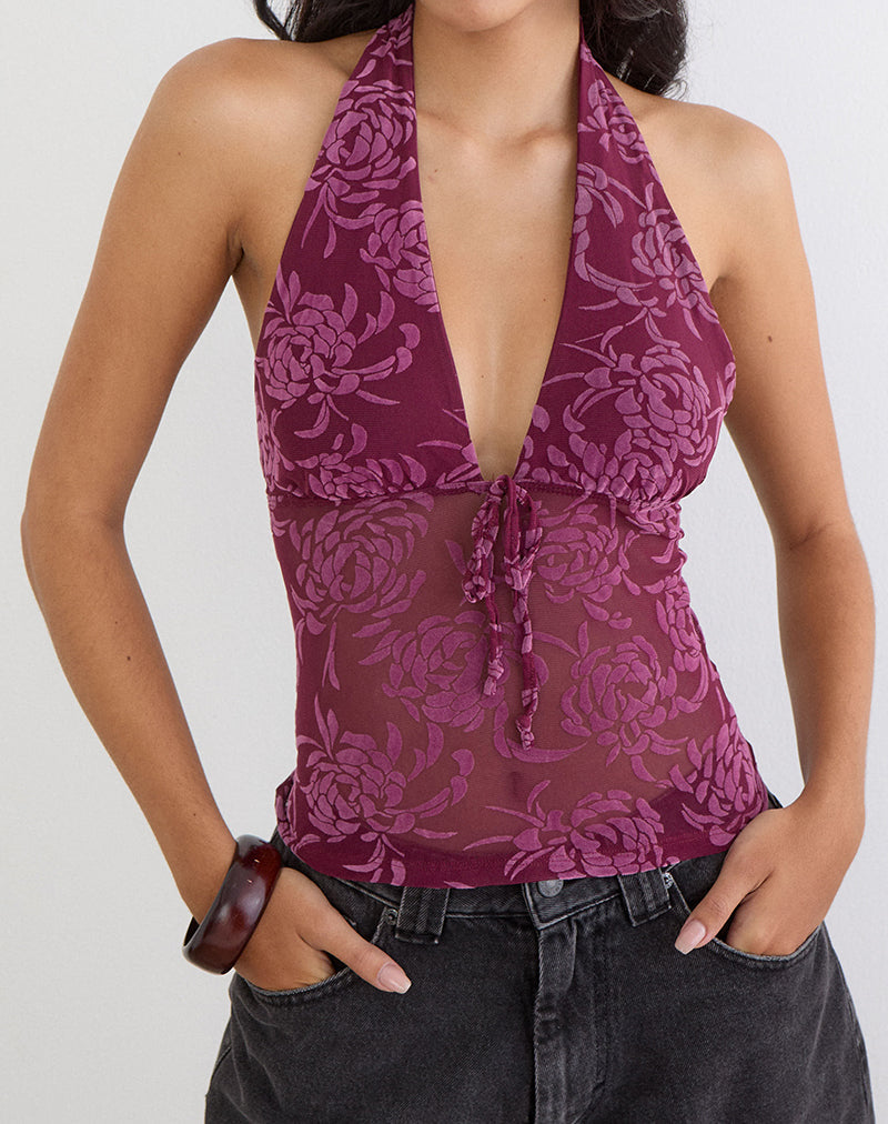 Kadio Top in Flock Shadow Leaf Plum