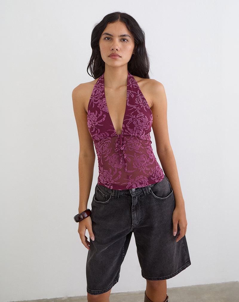 Image of Kadio Top in Flock Shadow Leaf Plum