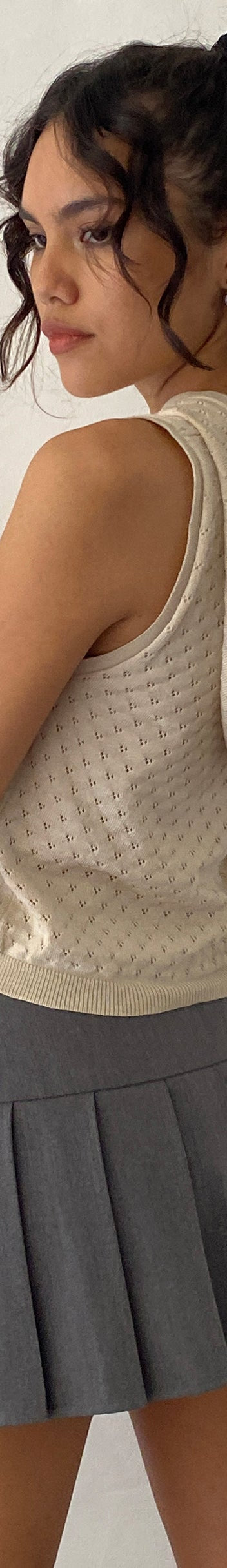 Kaede Hooded Vest Top in a Knitted Natural main image 0