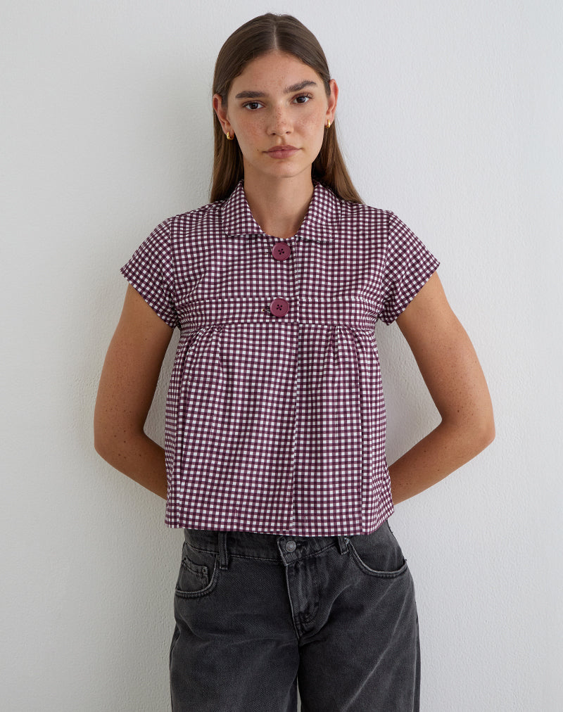 Kaelus Shirt in Mini Gingham Wine