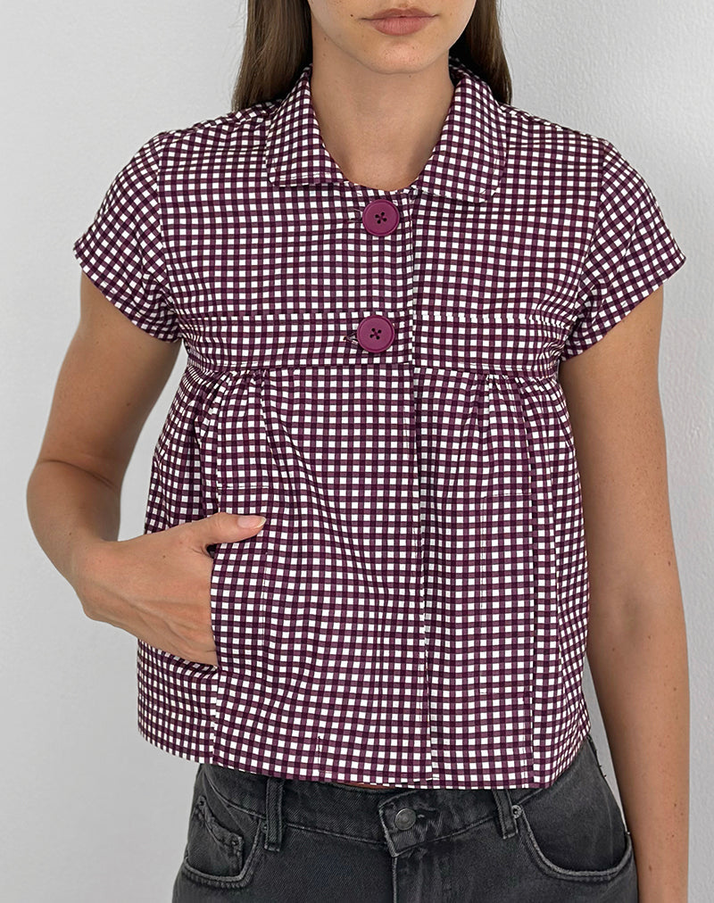 Kaelus Shirt in Mini Gingham Wine