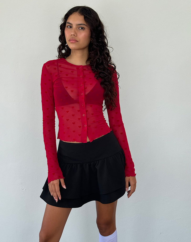 Red Heart Flocked Mesh Shirt | Kahula – motelrocks-com-us