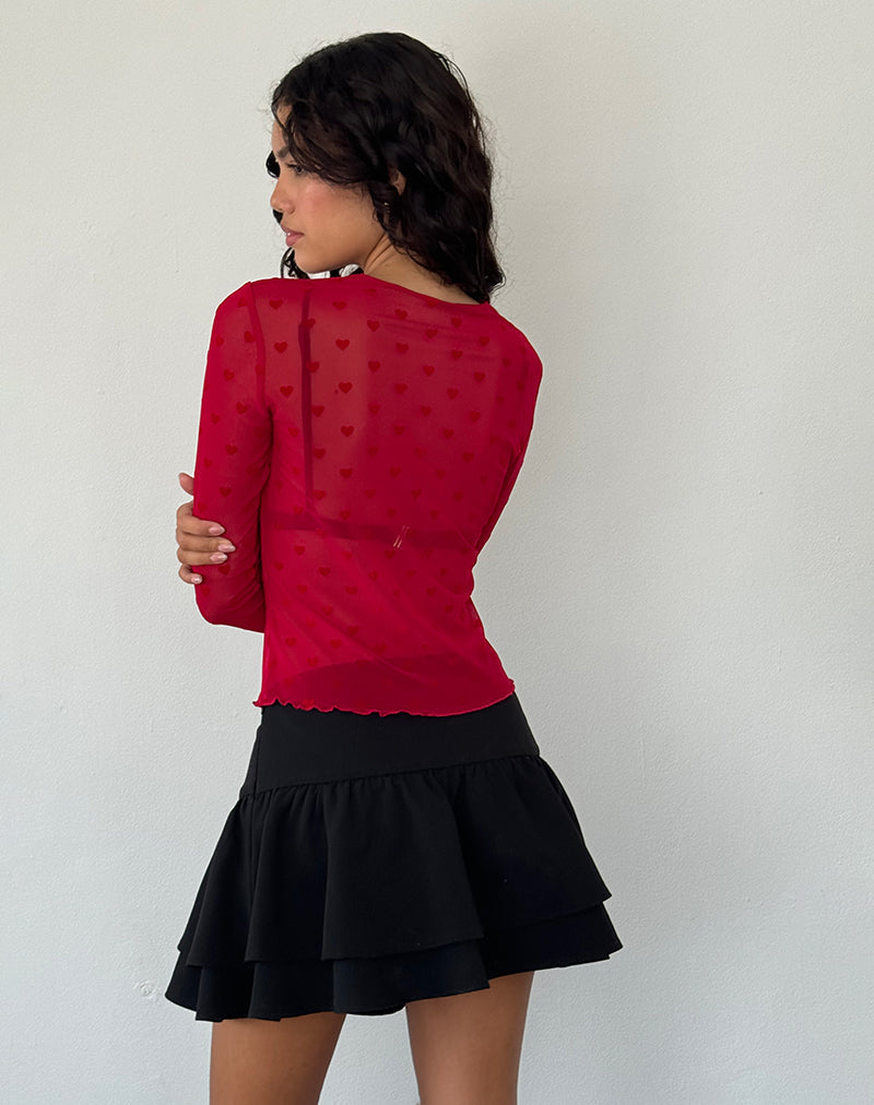 Red Heart Flocked Mesh Shirt | Kahula – motelrocks-com-us