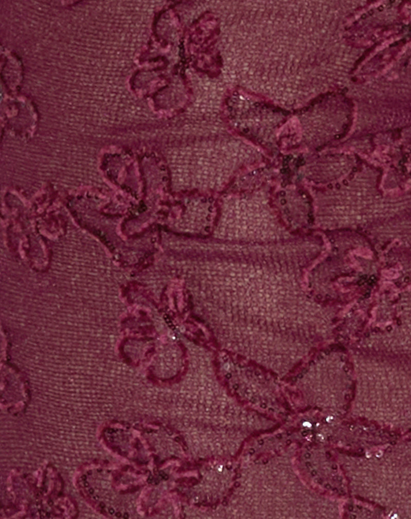 Kaido Midi Dress in Sequin Knit Burgundy Kaido Midi Dress in Sequin Knit Burgundy