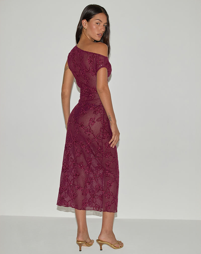 Kaido Midi Dress in Sequin Knit Burgundy Kaido Midi Dress in Sequin Knit Burgundy