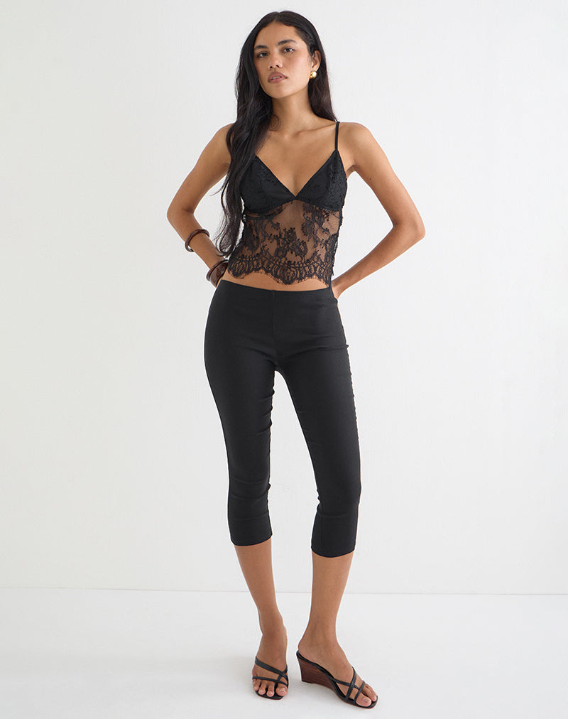 Black Eyelash Lace Plunge Cami Top | Kaika – motelrocks-com-us