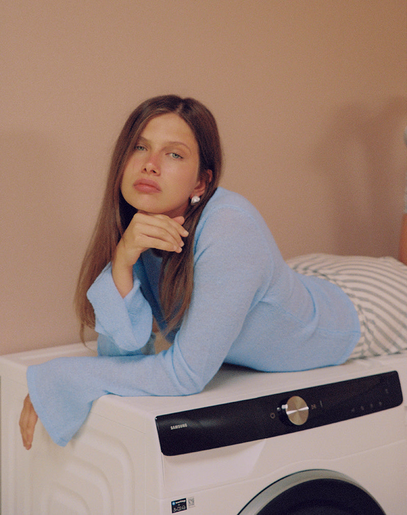 Kaizo Top in Sheer Knit Cool Blue