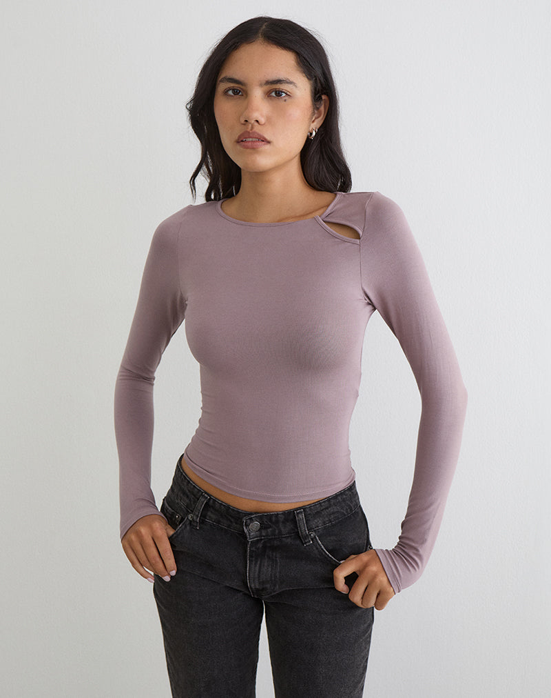 Image of Kalais Long Sleeve Twisted Top in Dusty Mauve