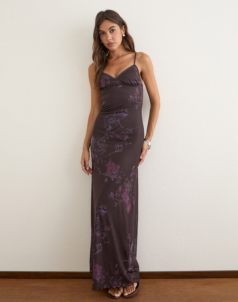 Image of Kalana Maxi Dress in Mesh Serene Ivy Dark Plum