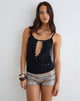 Image of Kalei Cami Top in Rayon Jersey Black with Studs