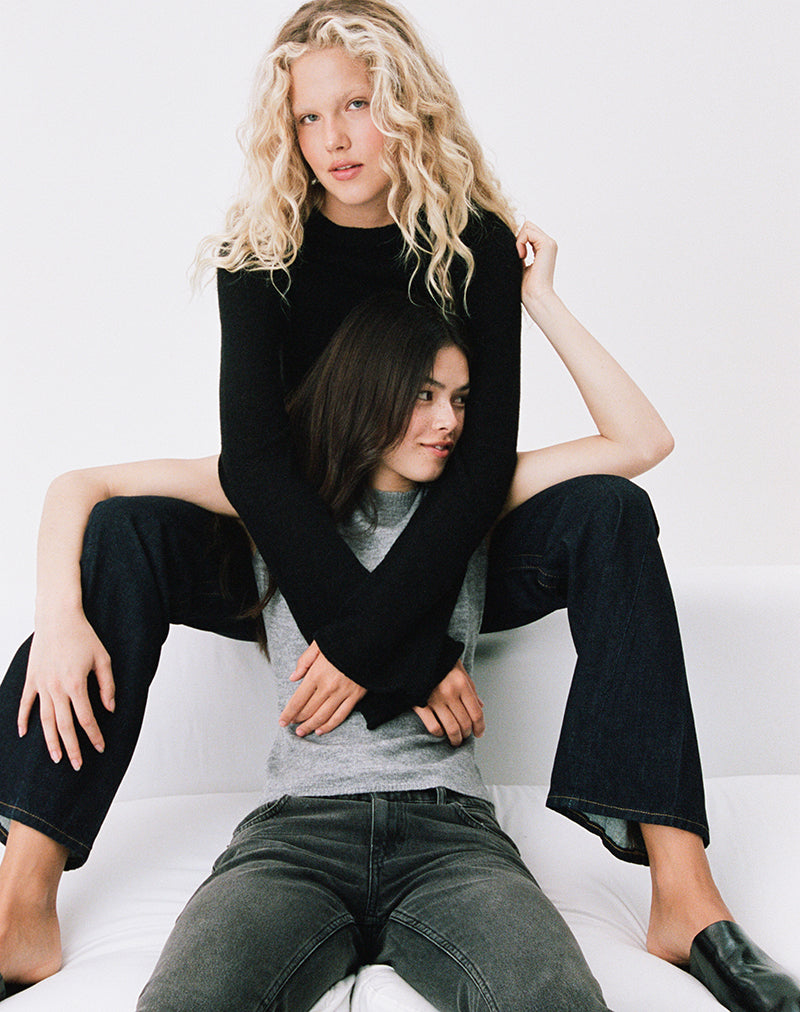 Kaleo Roll Edge Jumper in Knit Black