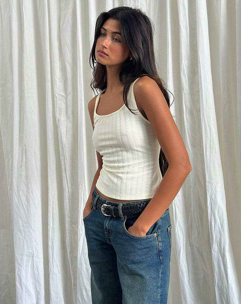 Image of Kalinda Vest Top in Pointelle Ivory