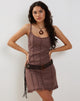 Image of Kaneisa Pintuck Mini Slip Dress in Deep Taupe