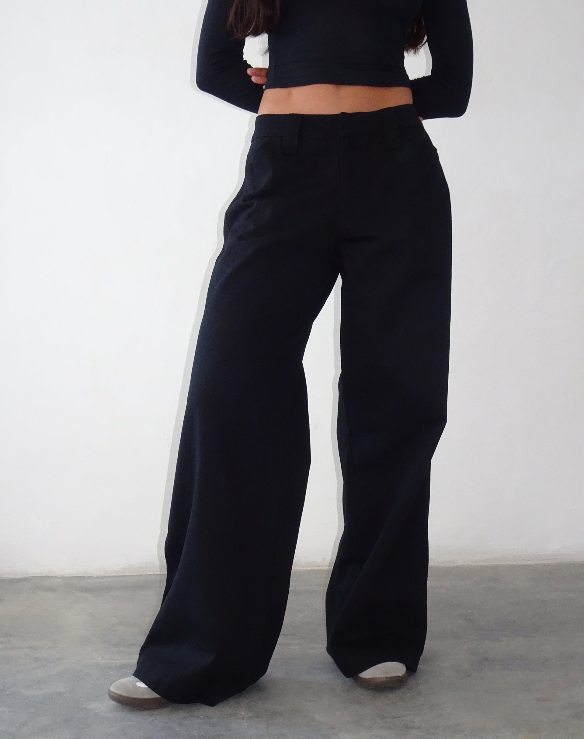 Black Wide Leg Trouser | Kaomy – motelrocks-com-us