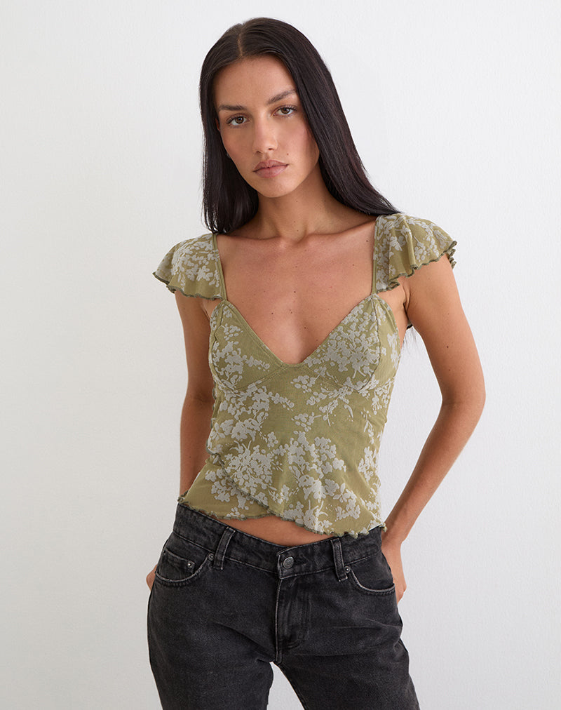 Image of Karaji Top in Moss Petal Olive