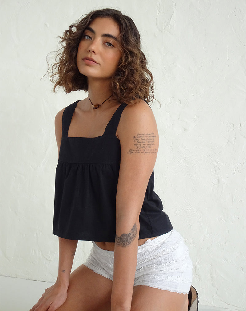 Poplin Black Peplum Top | Karana – motelrocks-com-us