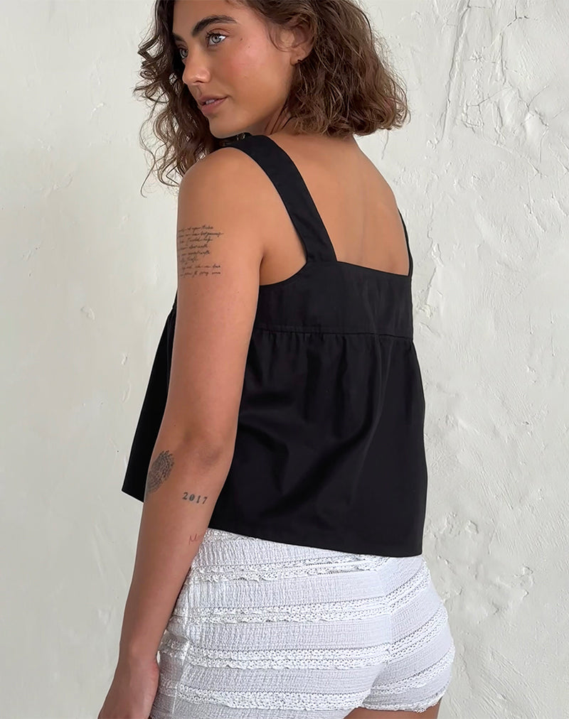 Poplin Black Peplum Top | Karana – motelrocks-com-us