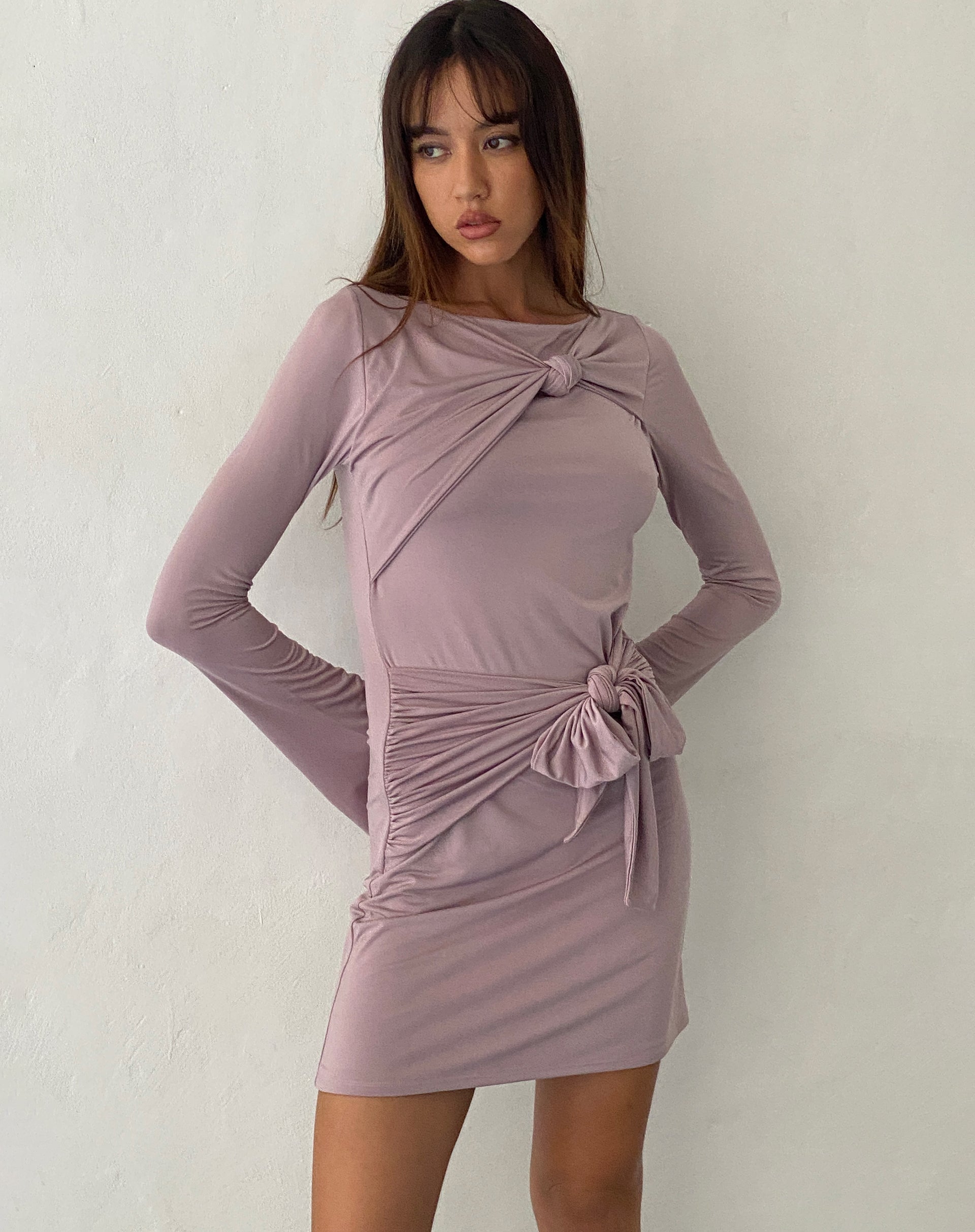 Slinky Mauve Knot Mini Dress | Kari – motelrocks-com-us