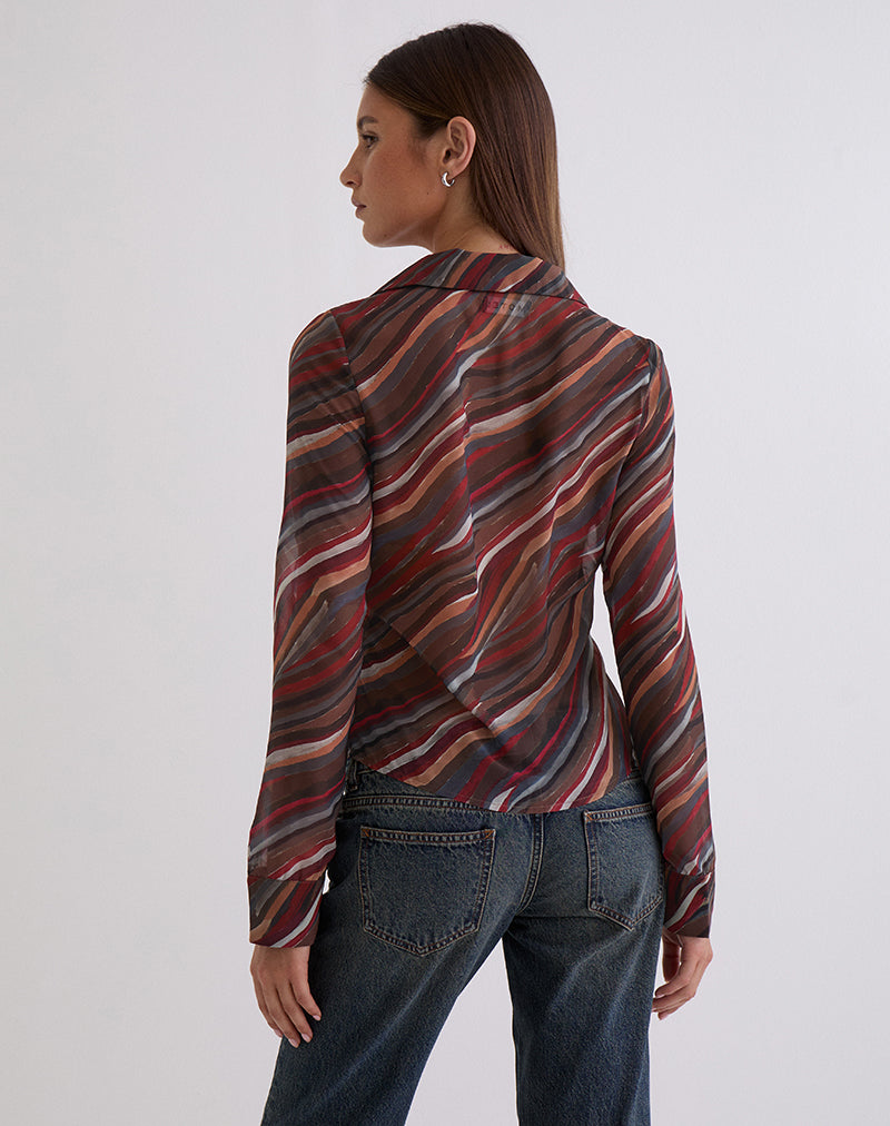 Image of Karisma Shirt in Chiffon 70's Shadow Stripe