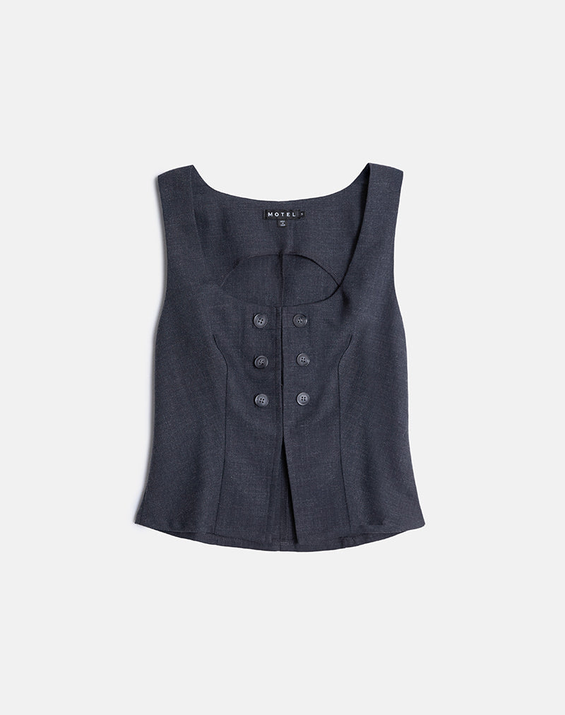 Grey Blue Tailoring Corset Top