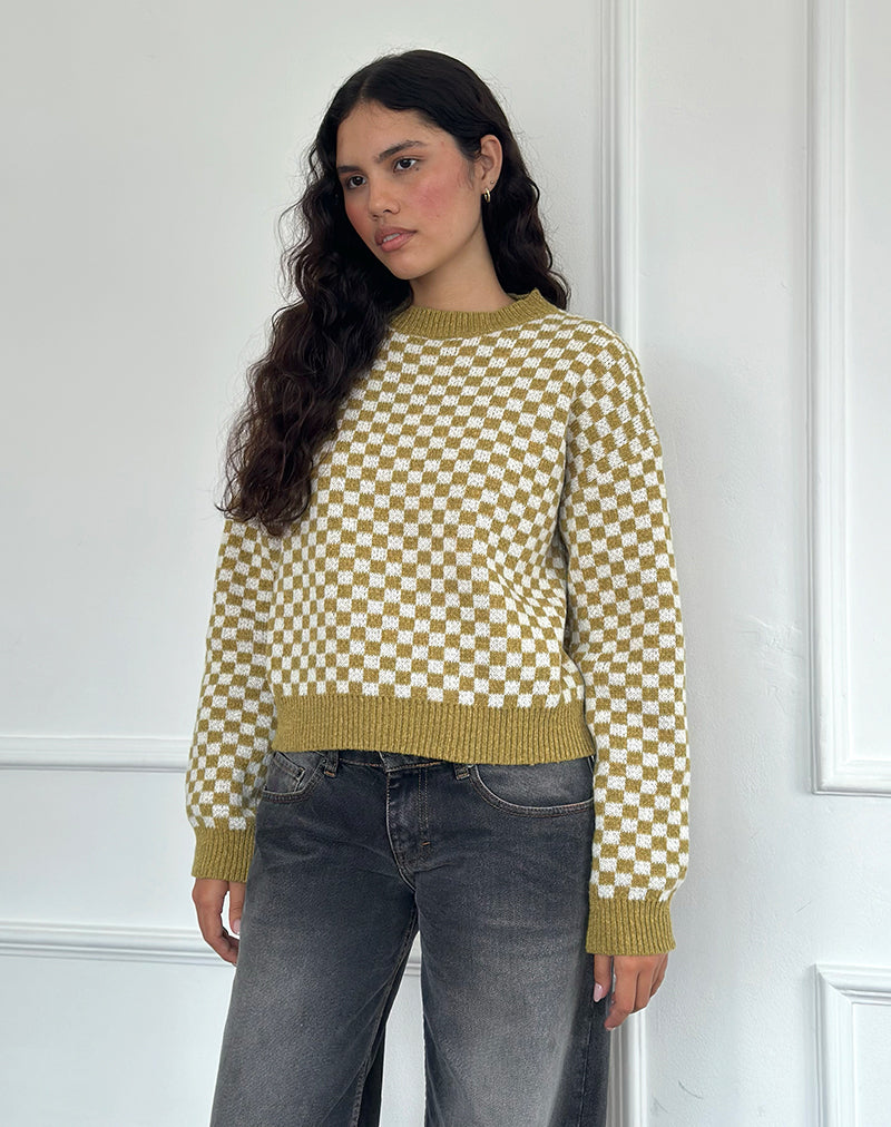 Karu Jumper in Check Green