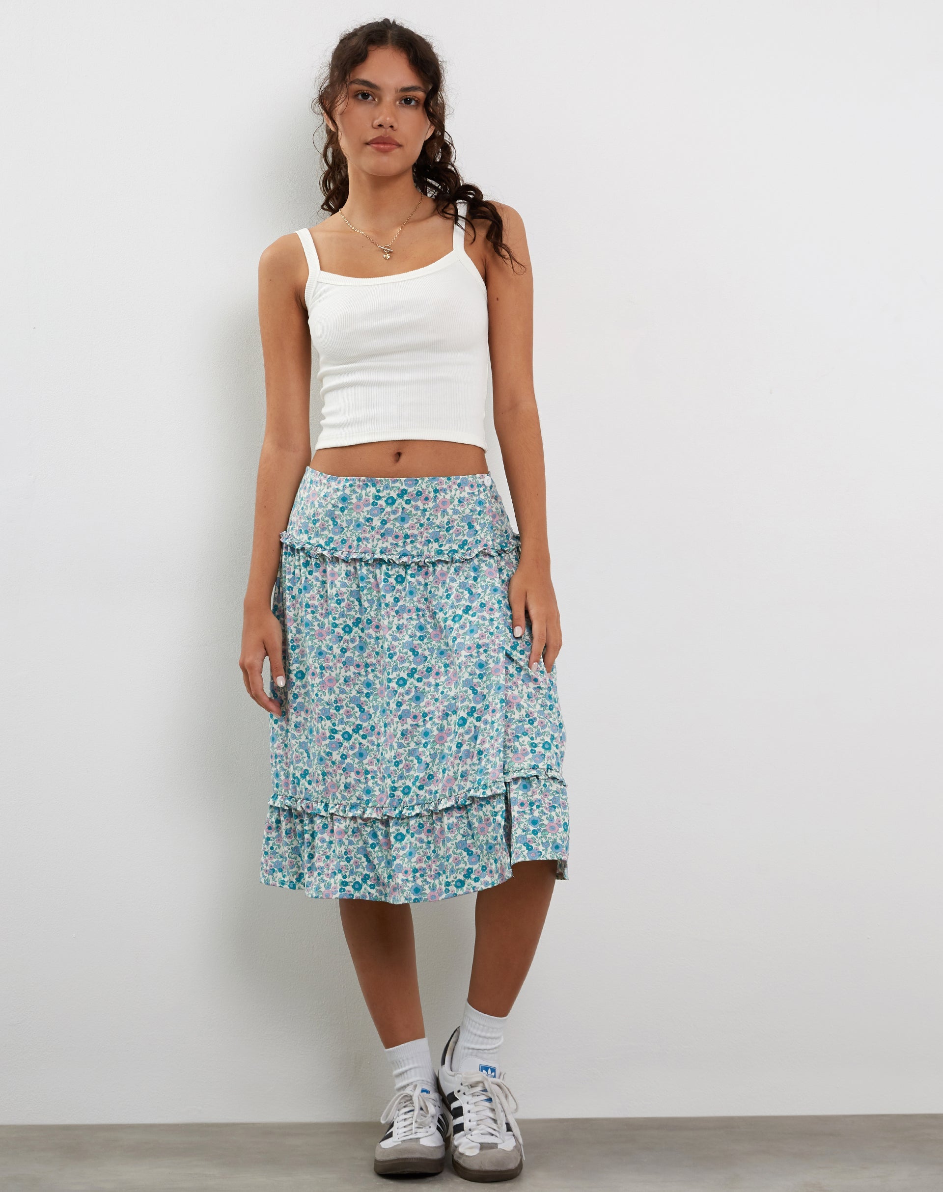 Teal wrap midi on sale skirt