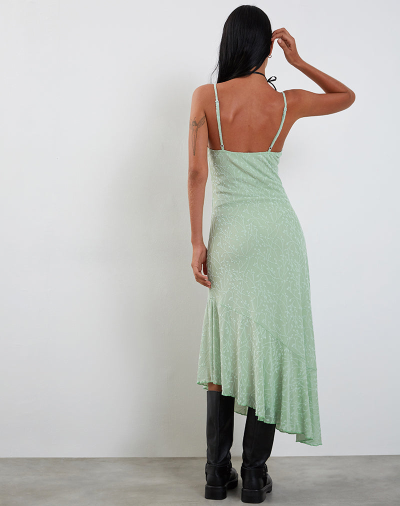 Kavala Midi Dress in Shadow Floral Sage , Asymmetric Kavala Midi Dress in Shadow Floral Sage , Asymmetric
